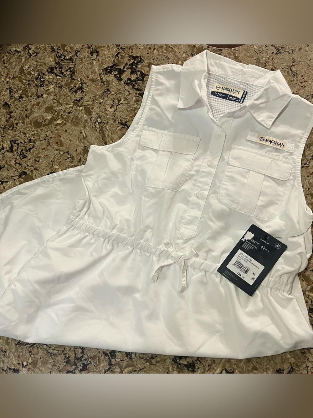 Girls Magellan Outdoors White Sleeveless Drawstring Utility Camp Dress